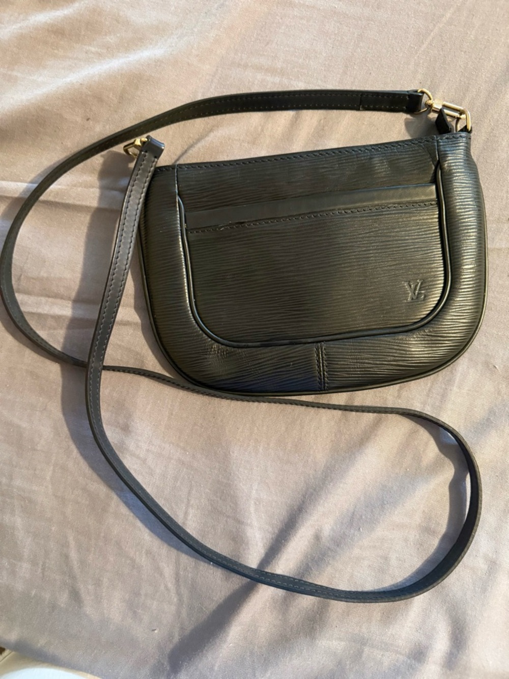 Louis Vuitton Black Epi Leather Small Crossbody Bag with Gold Hardware